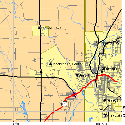 Zip code 44438 close-up map