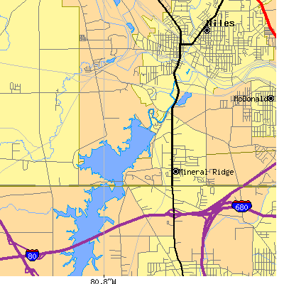 Zip code 44440 close-up map