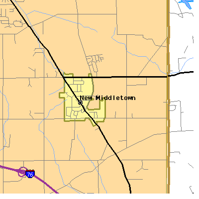 Zip code 44442 close-up map
