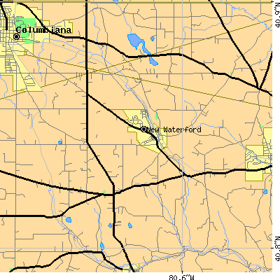 Zip code 44445 close-up map
