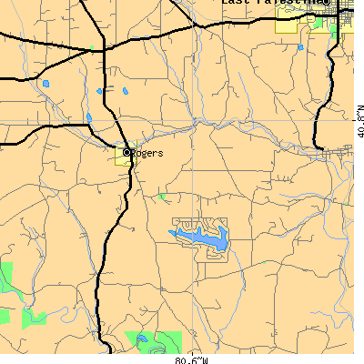 Zip code 44455 close-up map