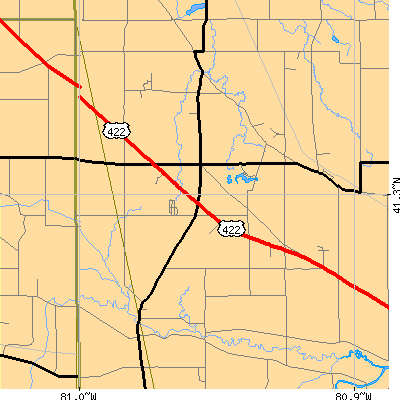 Zip code 44470 close-up map
