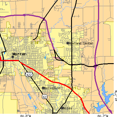 Zip code 44484 close-up map