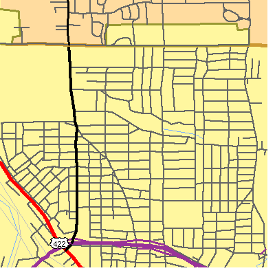 Zip code 44504 close-up map