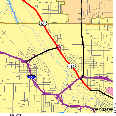 Zip code 44510 close-up map