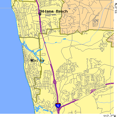 Zip code 92014 close-up map