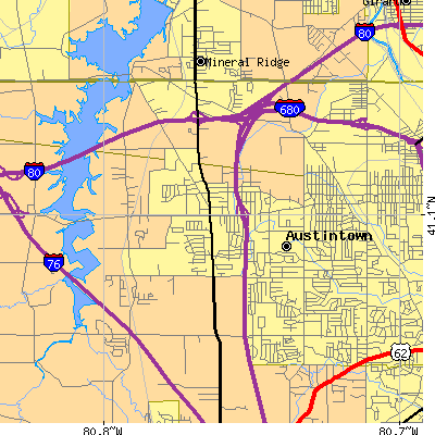 Zip code 44515 close-up map