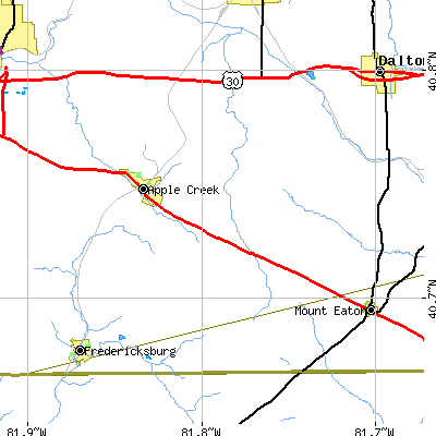 Zip code 44606 close-up map