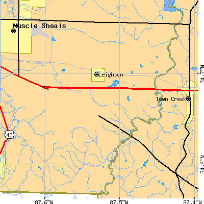 Zip code 35646 close-up map