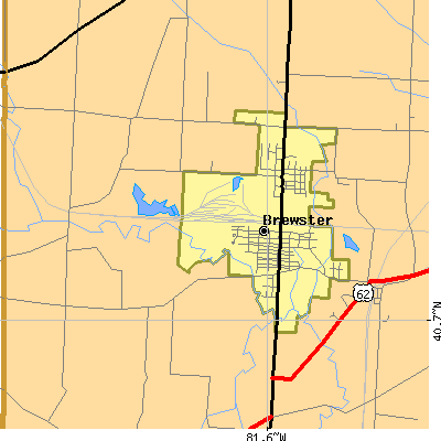 Zip code 44613 close-up map