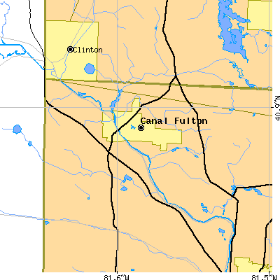 Zip code 44614 close-up map