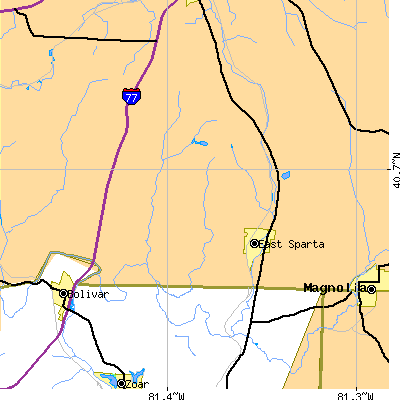 Zip code 44626 close-up map