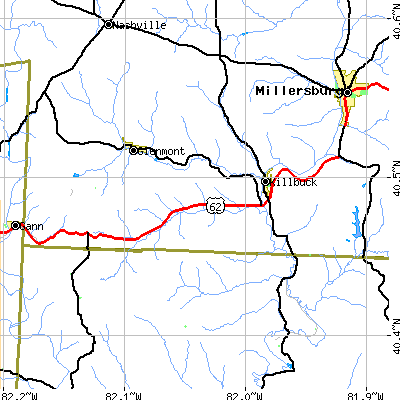 Zip code 44637 close-up map