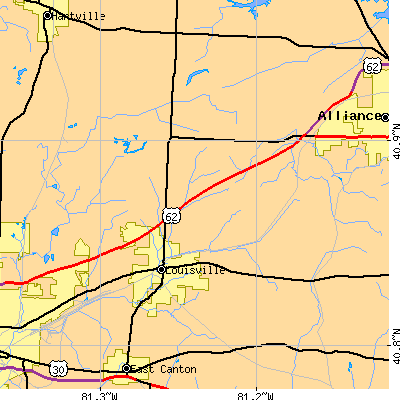 Zip code 44641 close-up map