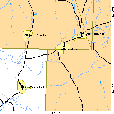 Zip code 44643 close-up map