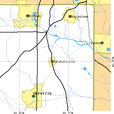 Zip code 44645 close-up map