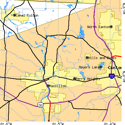 Zip code 44646 close-up map