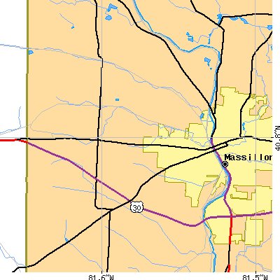 Zip code 44647 close-up map