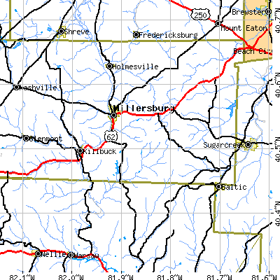 Zip code 44654 close-up map