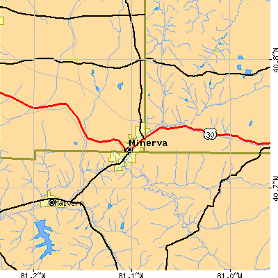 Zip code 44657 close-up map