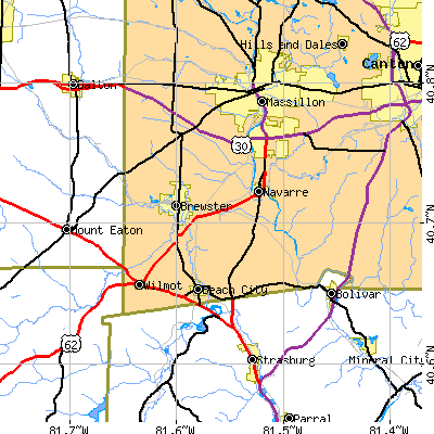Zip code 44662 close-up map