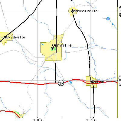 Zip code 44667 close-up map