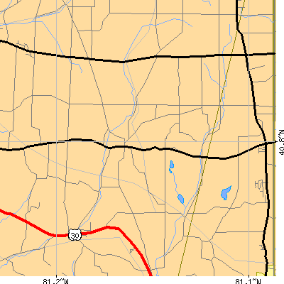 Zip code 44669 close-up map