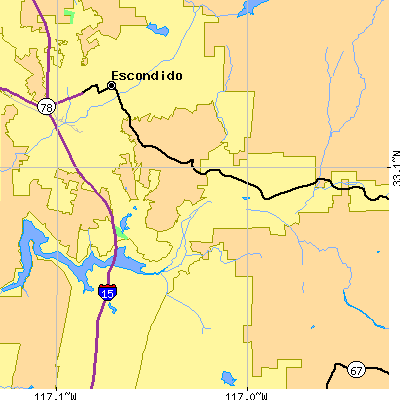 Zip code 92025 close-up map