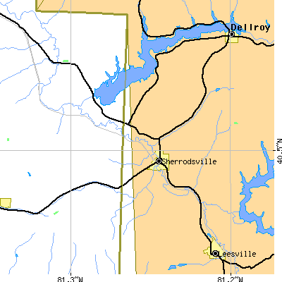 Zip code 44675 close-up map