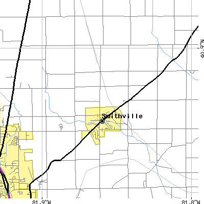 Zip code 44677 close-up map