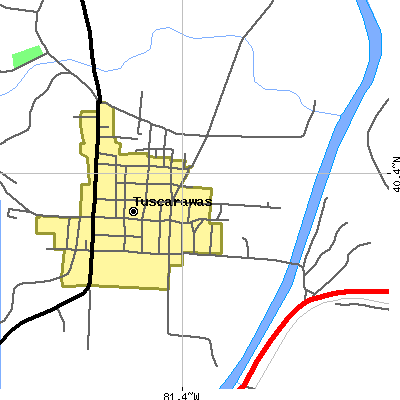 Zip code 44682 close-up map