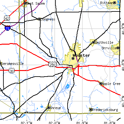 Zip code 44691 close-up map