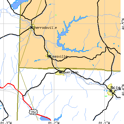 Zip code 44695 close-up map