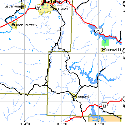 Zip code 44699 close-up map