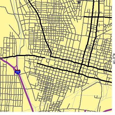 Zip code 44702 close-up map