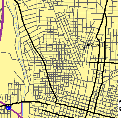 Zip code 44703 close-up map