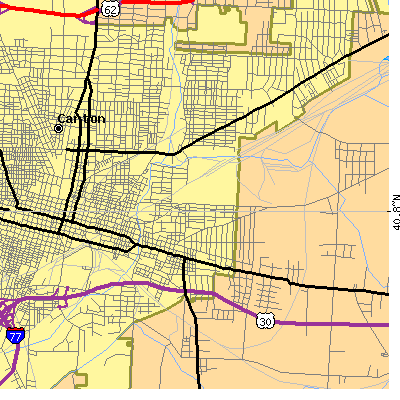 Zip code 44704 close-up map