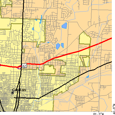 Zip code 44705 close-up map