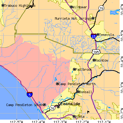 Zip code 92028 close-up map