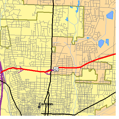 Zip code 44714 close-up map