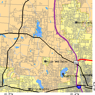 Zip code 44718 close-up map