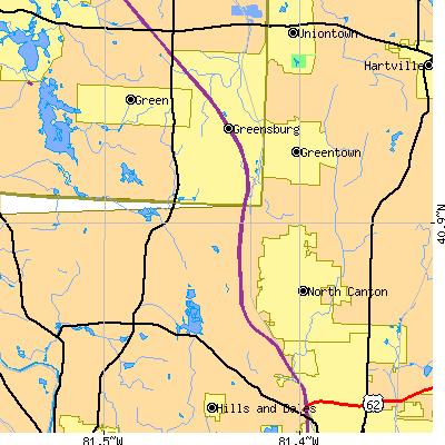 Zip code 44720 close-up map