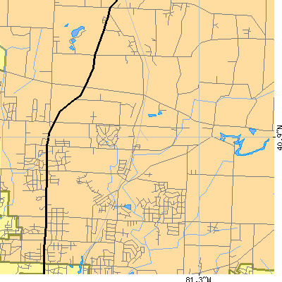 Zip code 44721 close-up map