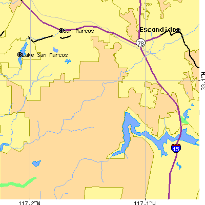 Zip code 92029 close-up map