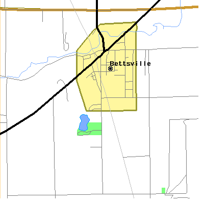 Zip code 44815 close-up map