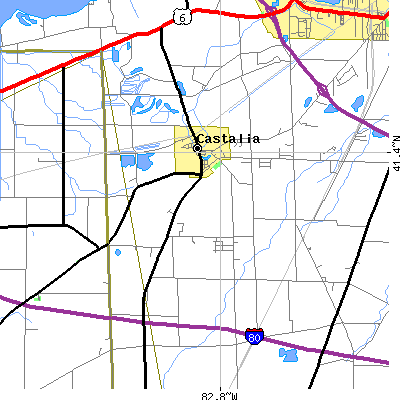 Zip code 44824 close-up map