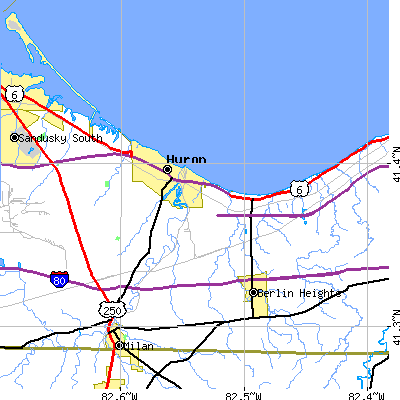 Zip code 44839 close-up map