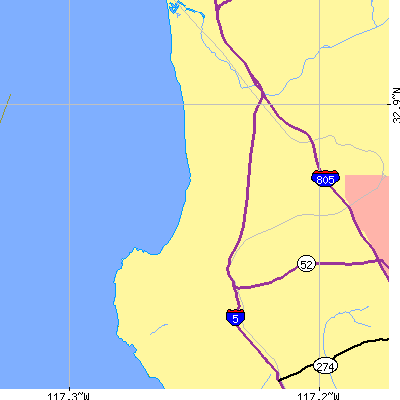 Zip code 92037 close-up map