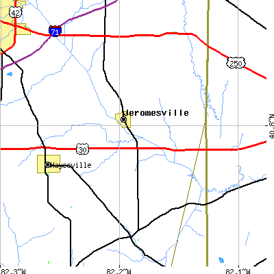 Zip code 44840 close-up map