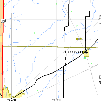 Zip code 44841 close-up map